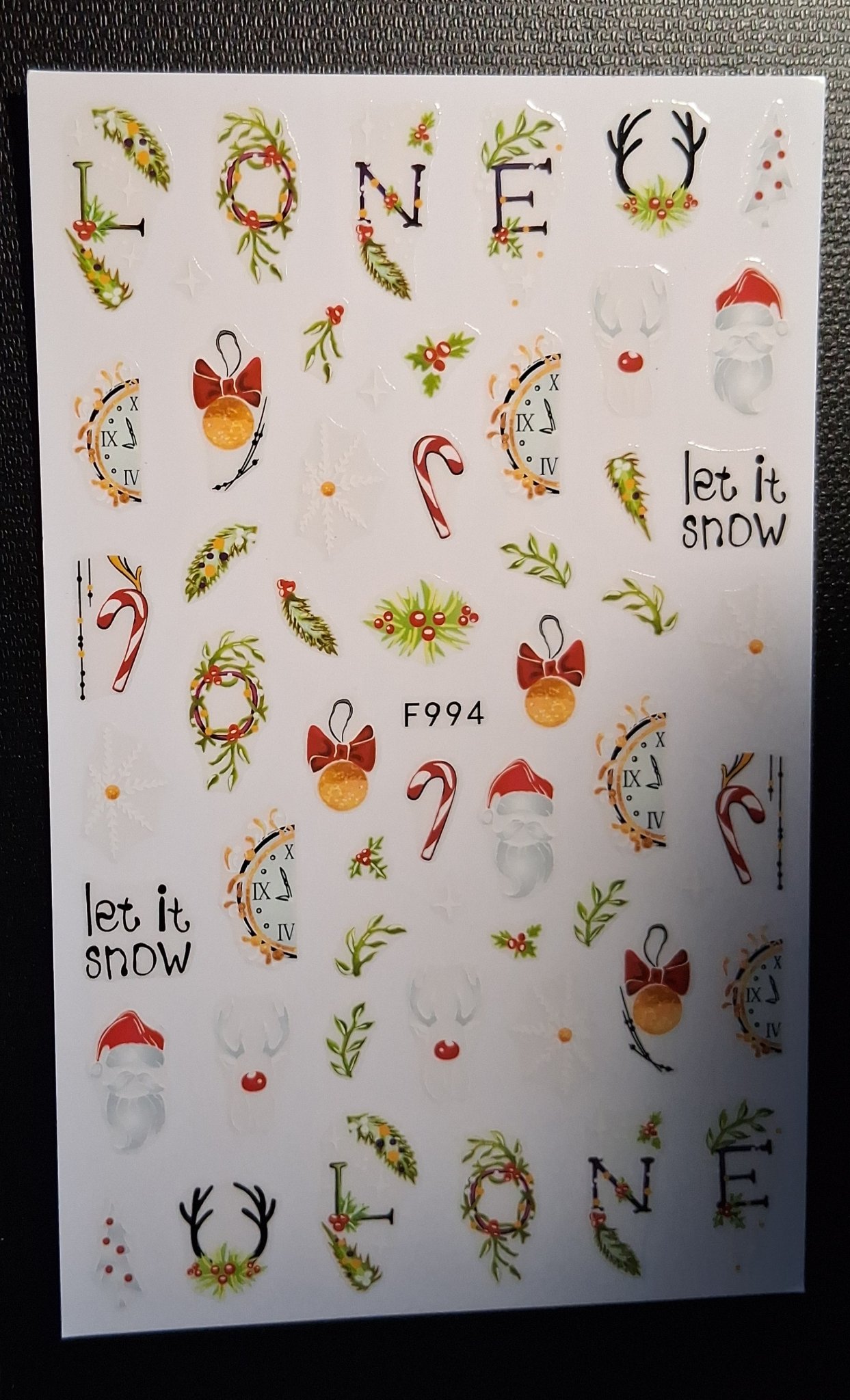 Nail Art Stickers — 15H Christmas Style 5 (F994, 1 page)